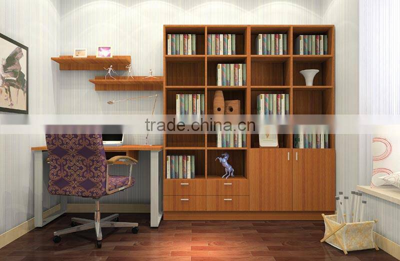 modern 4 drawer bookcase with glass doors