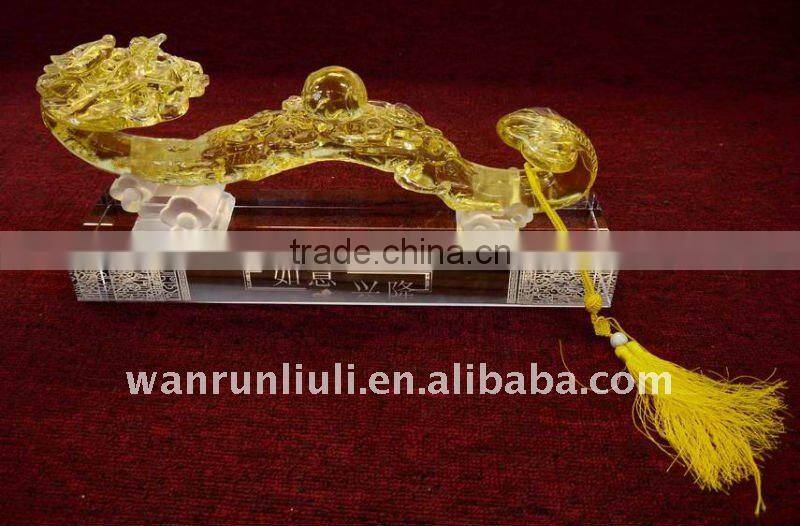 liuli glass art---fengshui dragon Ruyi--BS203