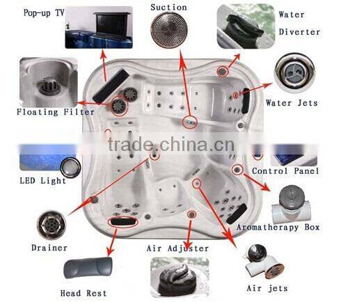 2015 Hot sell corner air jet bathtub,portable bathtub jet spa,big acrylic swimming pool