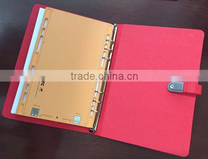 2017 PU leather Planner notebook with power bank