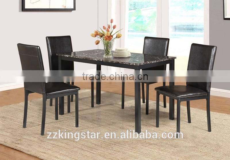 New design Tempered Glass with PU chairs furniture