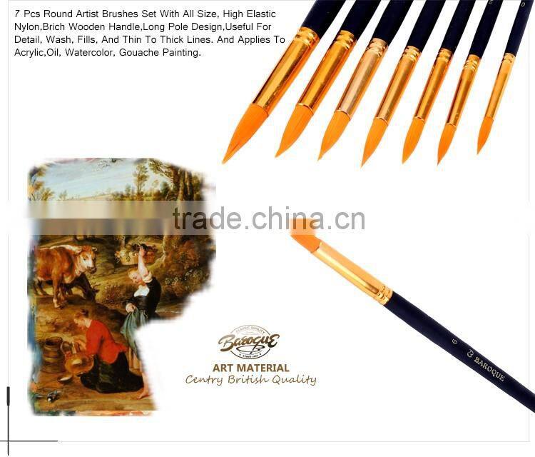 Cheap Price Art Supplier Free Sample 6Pcs Artist Painting Brushes Long Handle Round Nylon Hair Watercolor Paint Brush Set