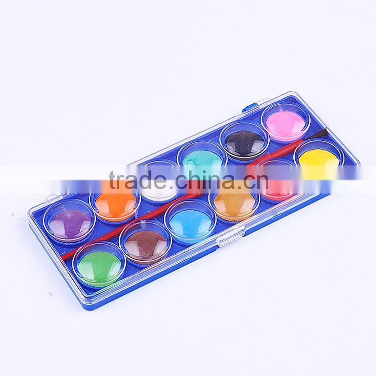 Wholesale 12pcs mini solid powder paint watercolor cakes set professional quality for kids painting