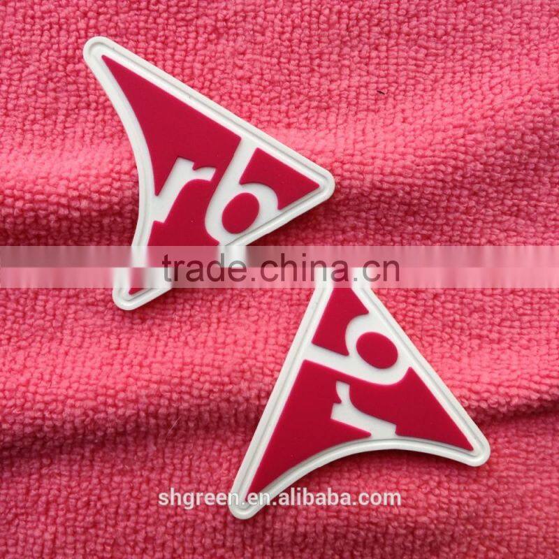 Delicate design soft feeling PVC rubber label with sewing lines border
