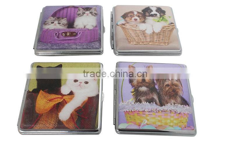 Linen Leather decorative pattern metal cigarette case/holder/box Pet design WB-21