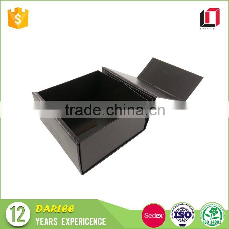 High quality matte black custom clamshell collapsible foldable packaging box with magnetic closure