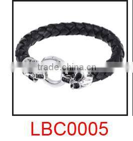 Handmade Mens white leather wrap straps bracelet