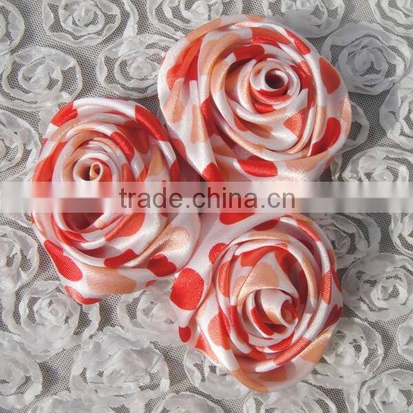 Direct manufacturer cheap item to sell ribbon satin rose flower artificial design for holiday/party/tutu dress supplies
