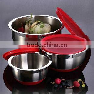 non-skid rubber bottom mixing bowl with lid