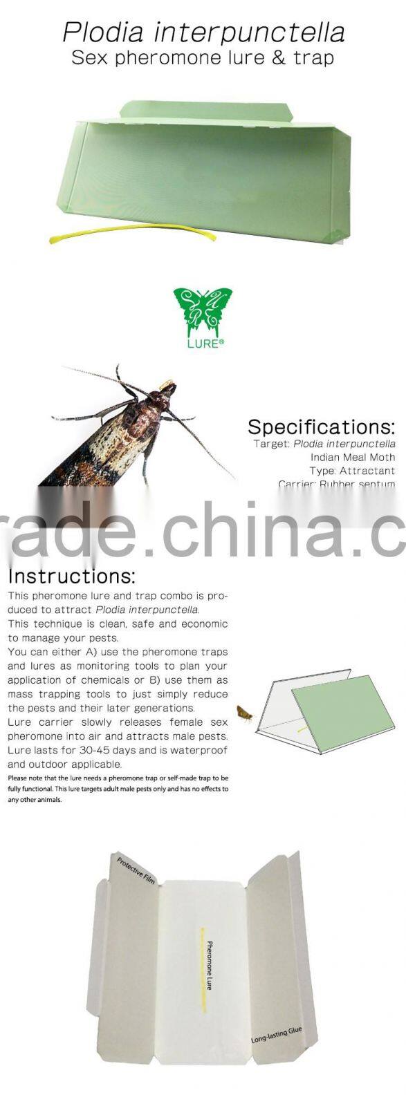 Pheromone Lure and Trap for Plodia interpunctella, Indian Meal Moth Trap & Lure Combo