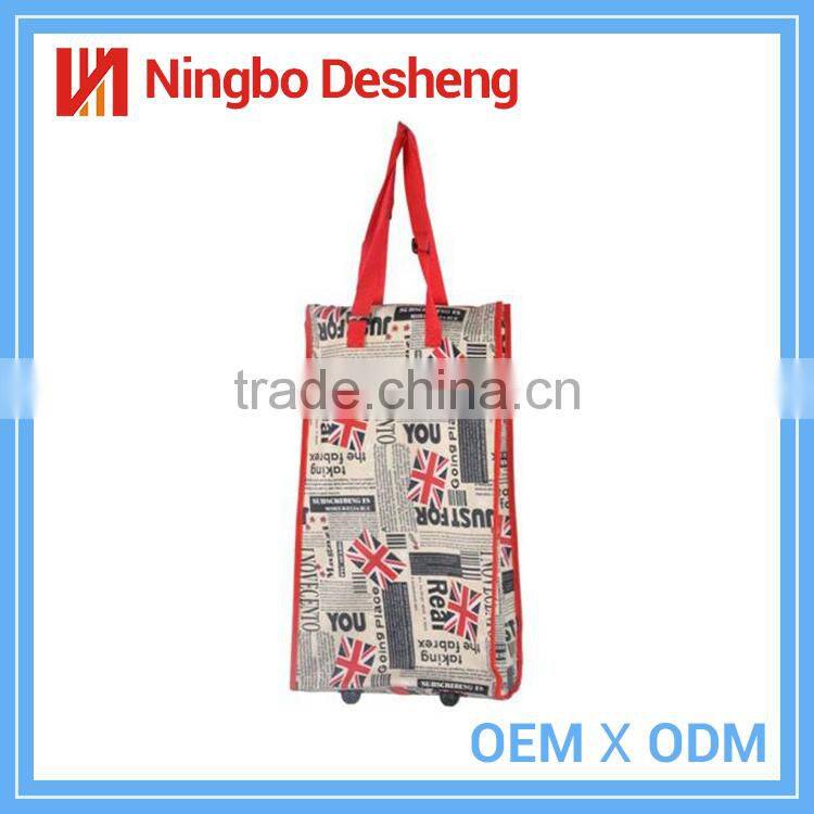 Cheap Reuseable Portable Folding Non-woven Shopping Bags With Wheels