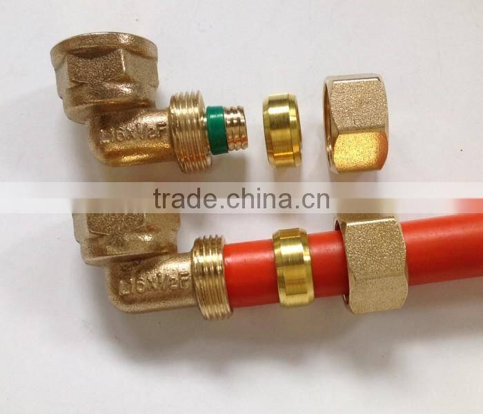 Nickel-plated Brass Equal Elbow compression fitting for PEX-AL-PEX Pipe