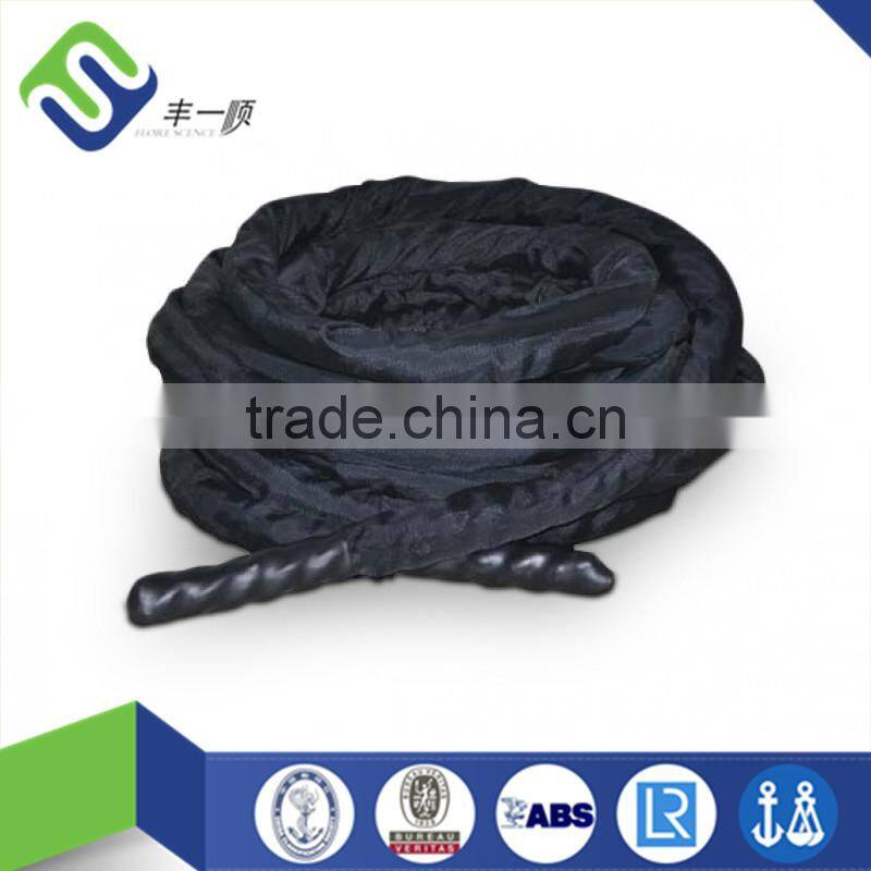 Florescence battle rope, both ends with black heat shrink caps