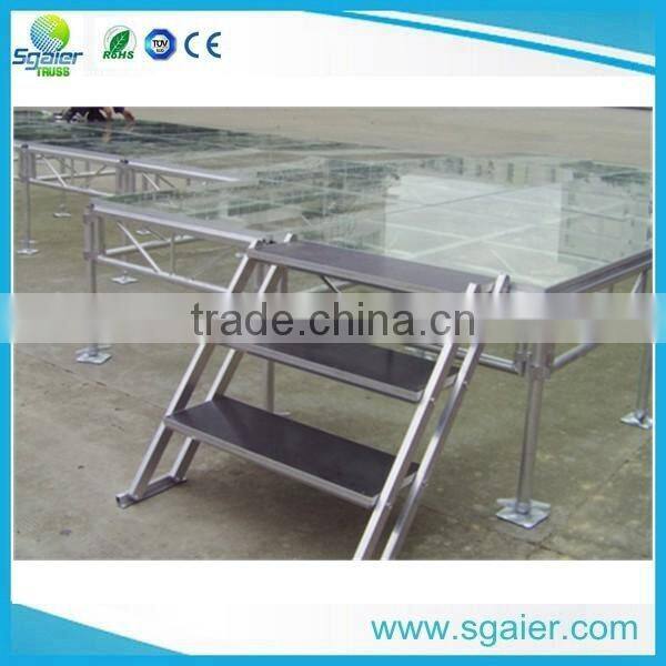 lowest price 4ft by 4ft temper glass stage steady stage for sale