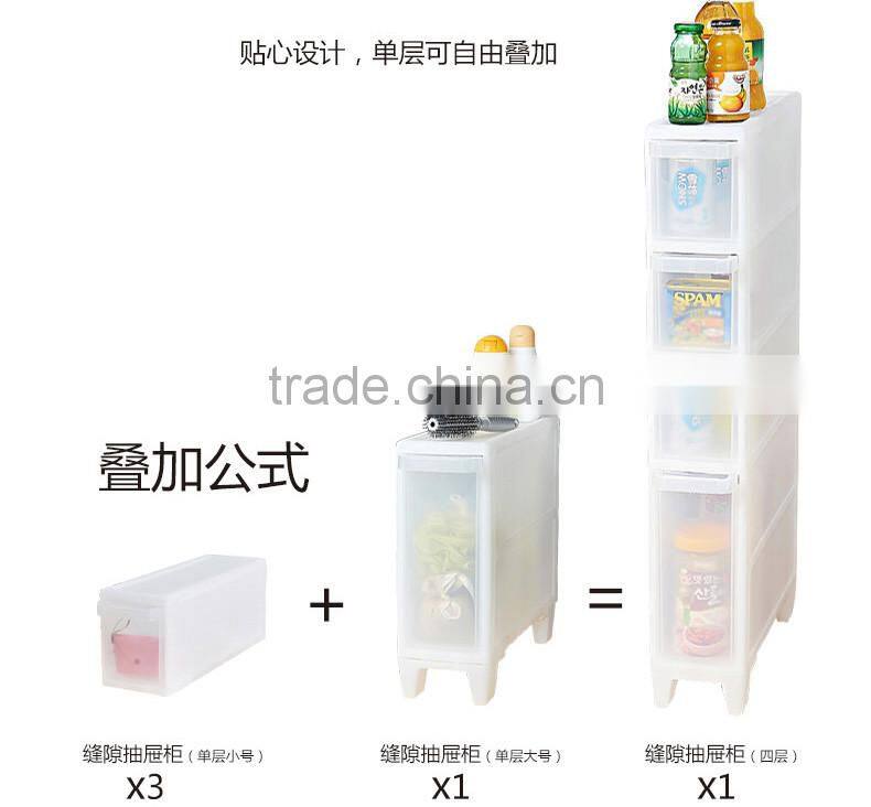 plastic knock-down transparent storage box with wheels -small size