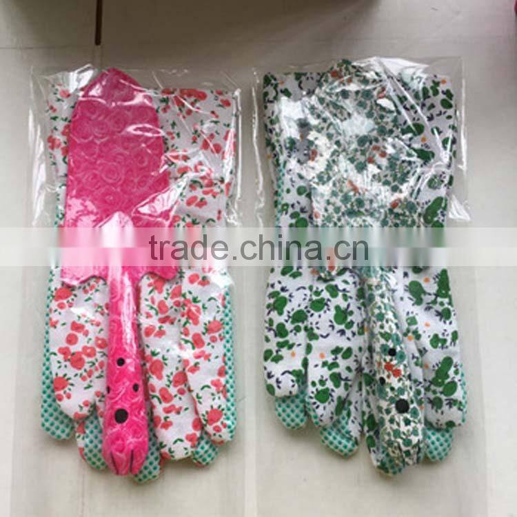 Novelty ladies flower design trowel and glove special gift for garden tool set