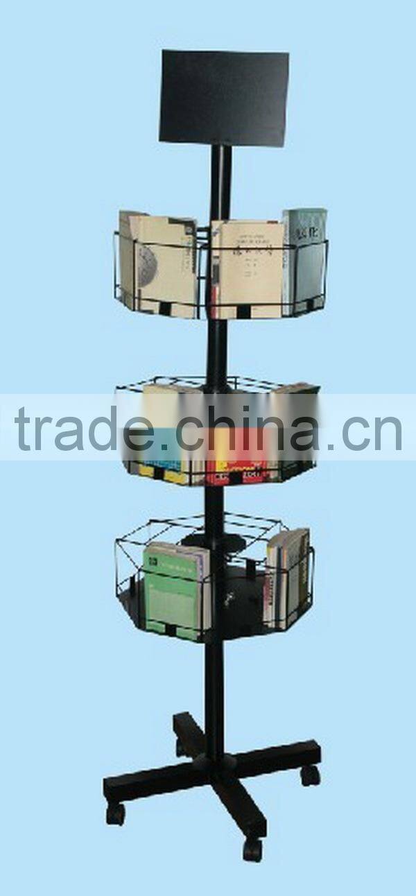 Removable rotating 3-tier comic book display rack