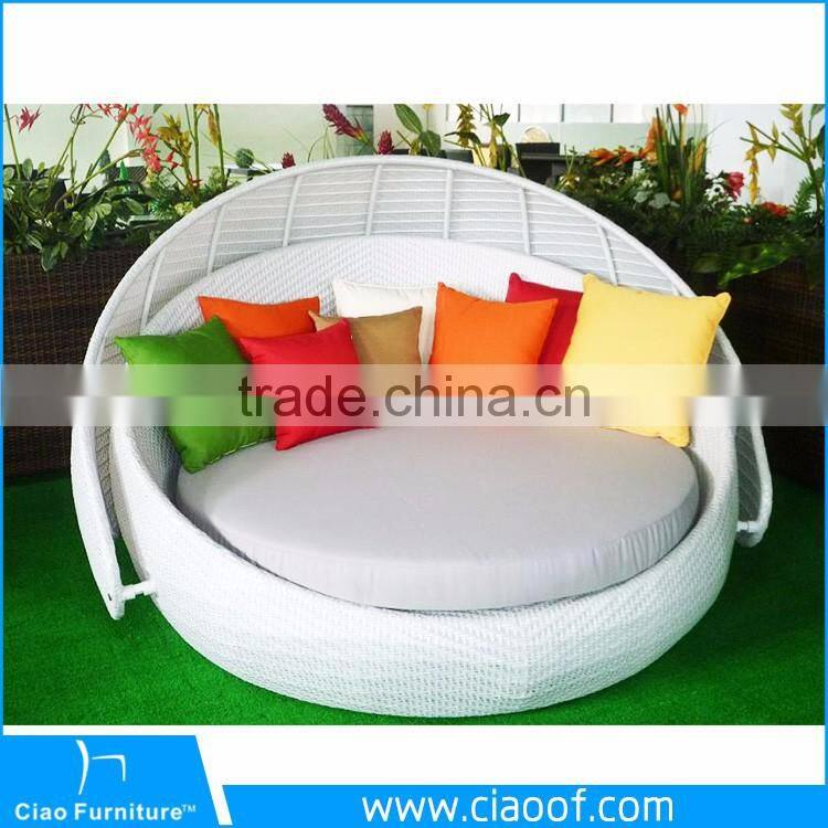 Outdoor Synthetic Wicker Round Sunbeds For Sale / Beach Sunbed / Sun Bed