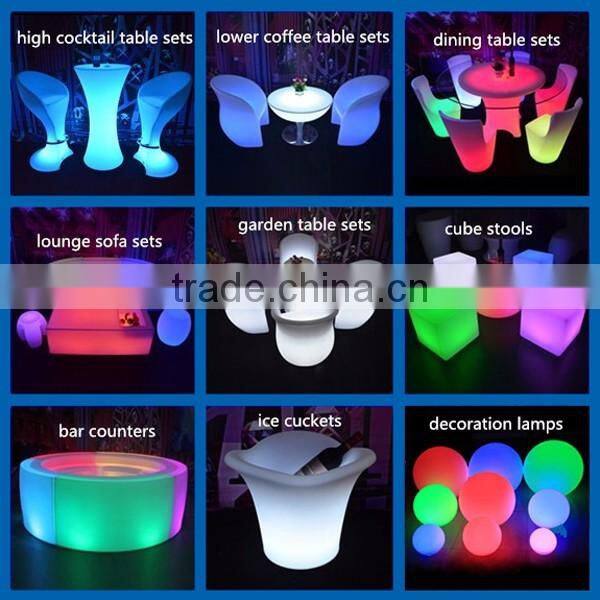 Plastic Material RGB Color Changing LED Light Sofa Set, Commercial Bar Furniture Bar Chair