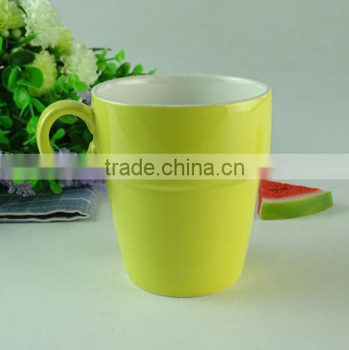 sotck round ceramic yellow -glazed coffee cup tea cup
