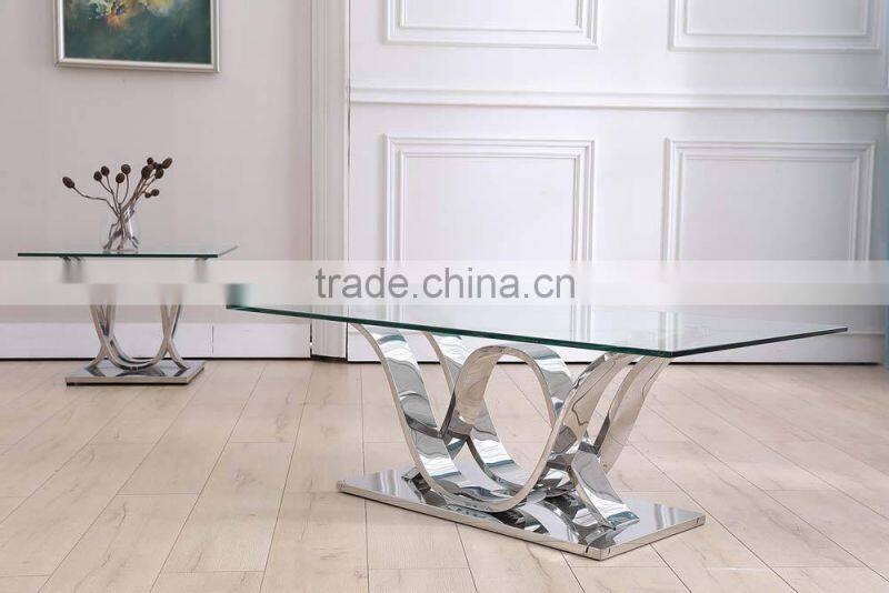 Modern design metal glass top coffee table