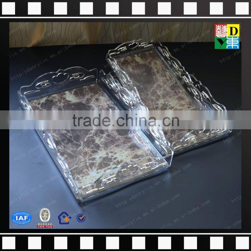 Clear acrylic lucite serving tray modern plastic food tray with handle high quality monogrammed acrylic serving tray from china