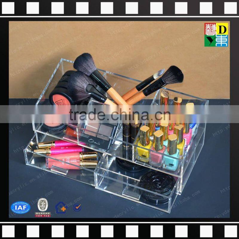 Fashion multi-table storage cosmetic box acrylic makeup organizer with drawers