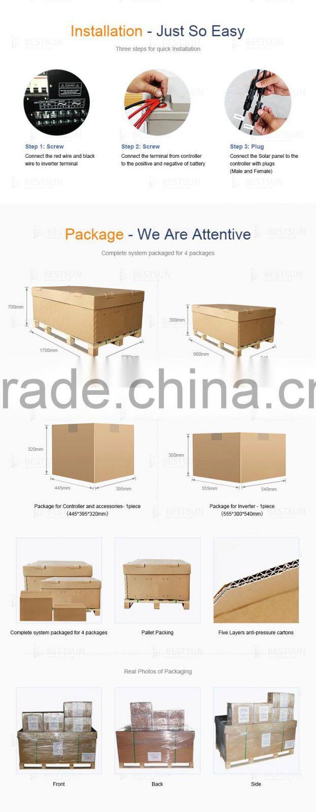 solar power system BFS-3kw with solar panel,battery,charger,inverter 3000w system for home