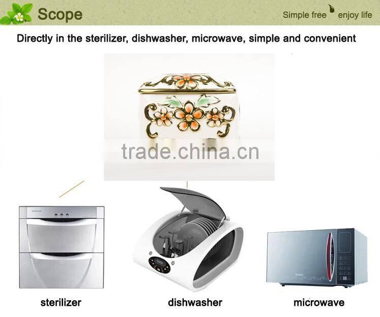 stock ceramic tissue paper box with gold painted tissue box design