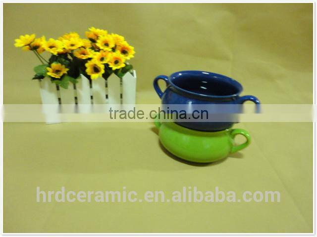 2014 New Product korean style colorful two handle cheap ceramic pots