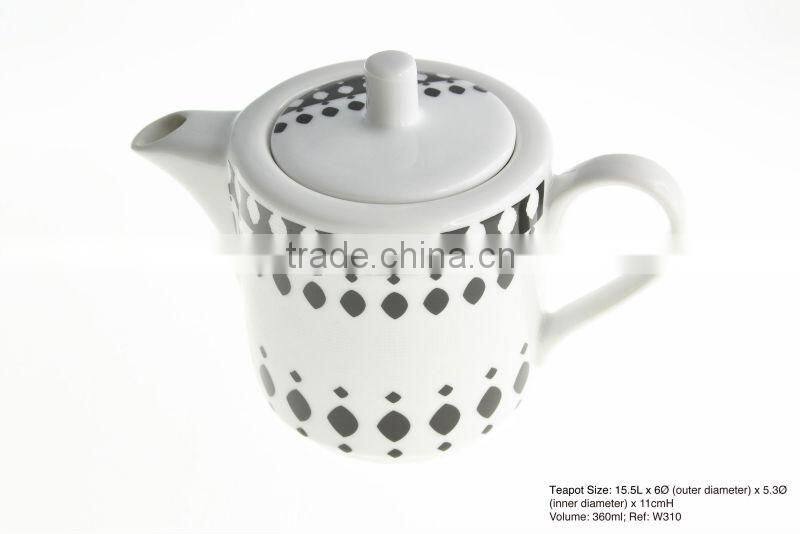 Fine Porcelain Modern Black And White Dotted Pattern Teapot Set WS1059-CF021-231T