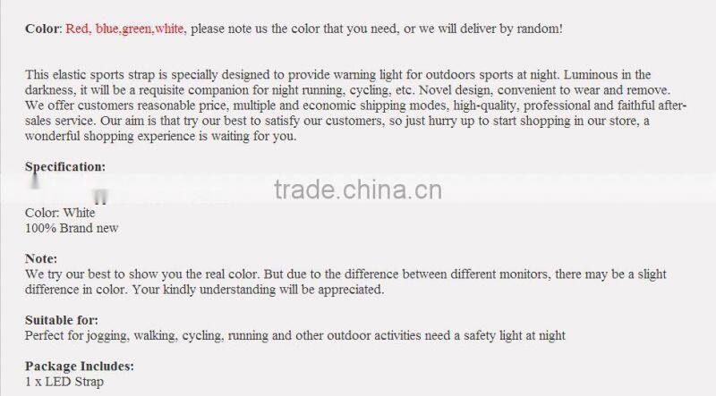 Outdoor Sports Cycling Running Reflective LED Safety Belt Strap ArmBand Bracele