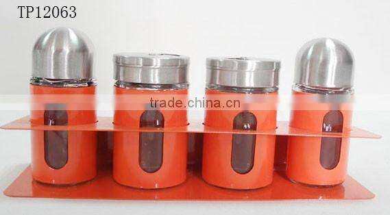 4pcs glass salt and pepper wedding favors set with metal stand