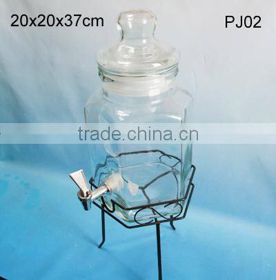 5L wholesale glass beverage dispenser hexagon glass jar PJ02