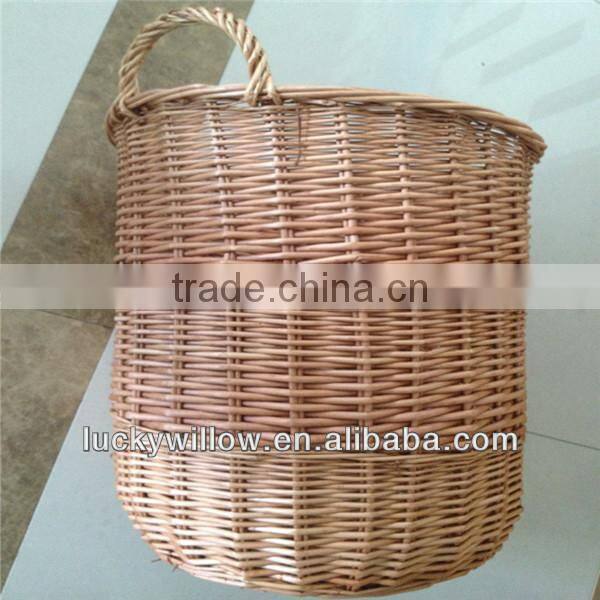 Exported unpeeled wicker basket with plastic liner