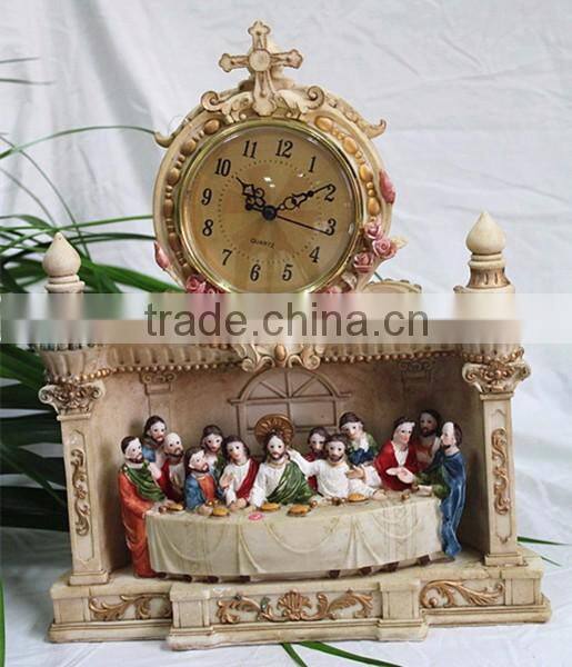 Religious theme The Last Supper jesus statue table clock