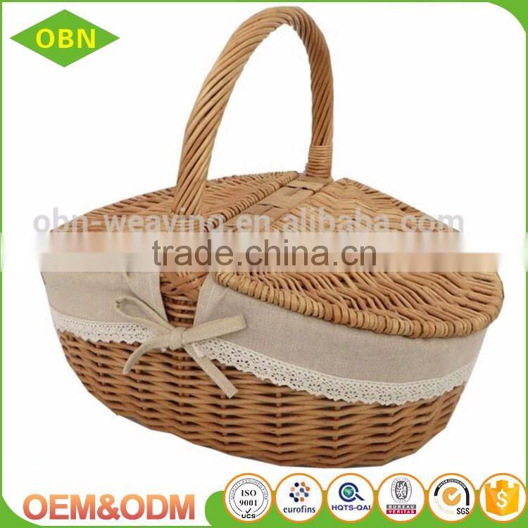Custom natural wicker basket cheap picnic basket and Gift basket with handle