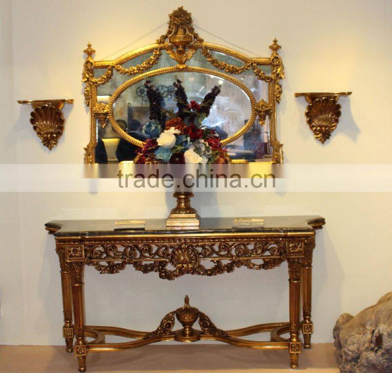 French rococo console table mirror