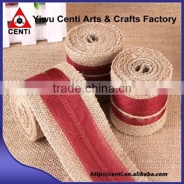 Natural Jute Hessian Burlap Ribbon with Lace Trims Tape Belting Strap Crafts