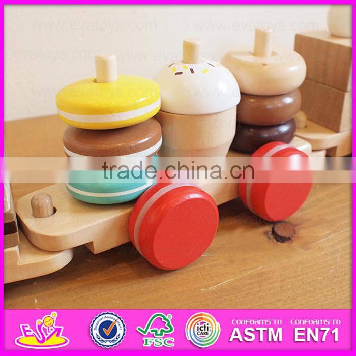 High quality child happy cartoon toy cheap Pull Shape Block Train Toy W05B089-A1