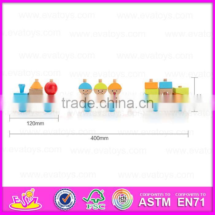 2015 Pull Shape Blocks Train Toy,Educational Pull Cart Wooden Blocks Train,New design wooden blocks small train pull toy W05C020