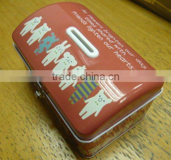 Dome Lid Tin Coin Bank with Lock Set