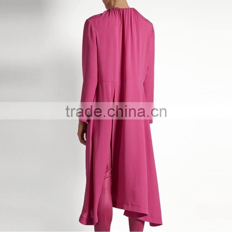 2017 Latest Women Spring Ruched Shoulder Vetements Silk Crepe Midi Dress HSD9918