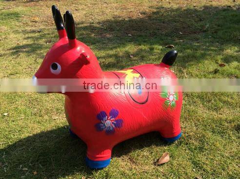 2016 SHUOYANG pvc milk cow jumping toy hopper jumping bouncy animal for sale