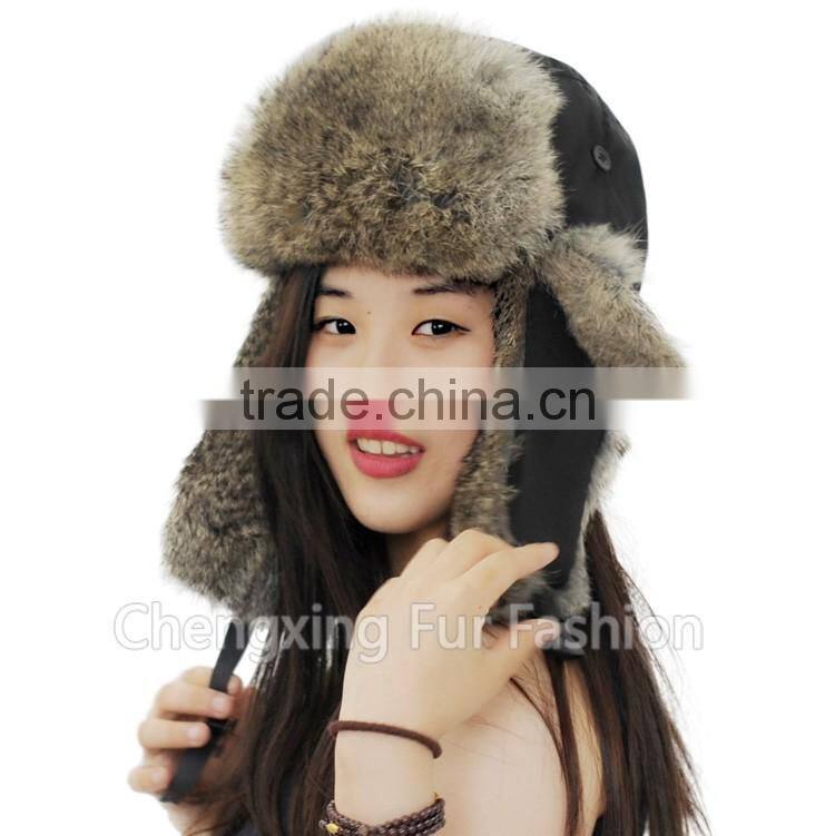 CX-C-241B Hot Selling Rabbit Fur Earmuff Trapper Fur Hat