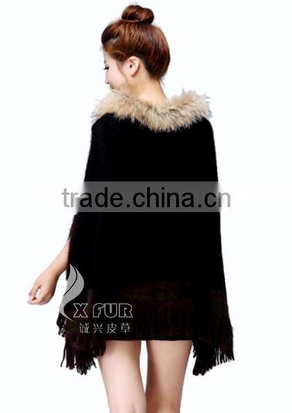 CX-B-P-33C 2016 Wholesale Fashion Lady Pashmina Shawl With Raccoon Fur Collar