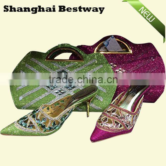 Hot selling high quality fashion party italian women shoes and bag set in dress shoes