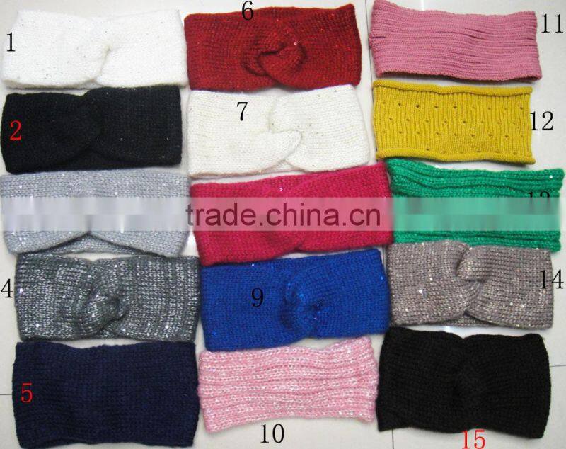 Fashion Hot crochet acrylic bright sequin bow headband