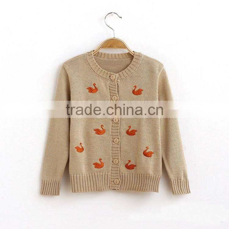 2016 Hot high quality knitted Embroidered logo sweater latest designs for girls long cardigan sweater