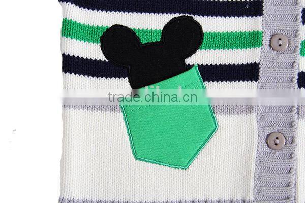 Baby boys V neck sweater stripe knitted children cardigan
